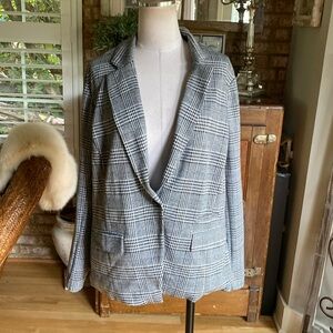 TORRID BLACK WHITE PLAID DOUBLE KNIT BLAZER 2X NEW